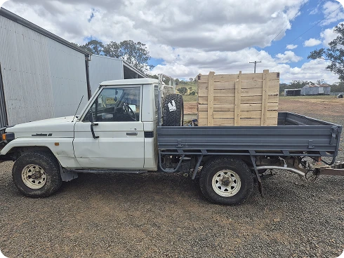 truck loaded with basket case